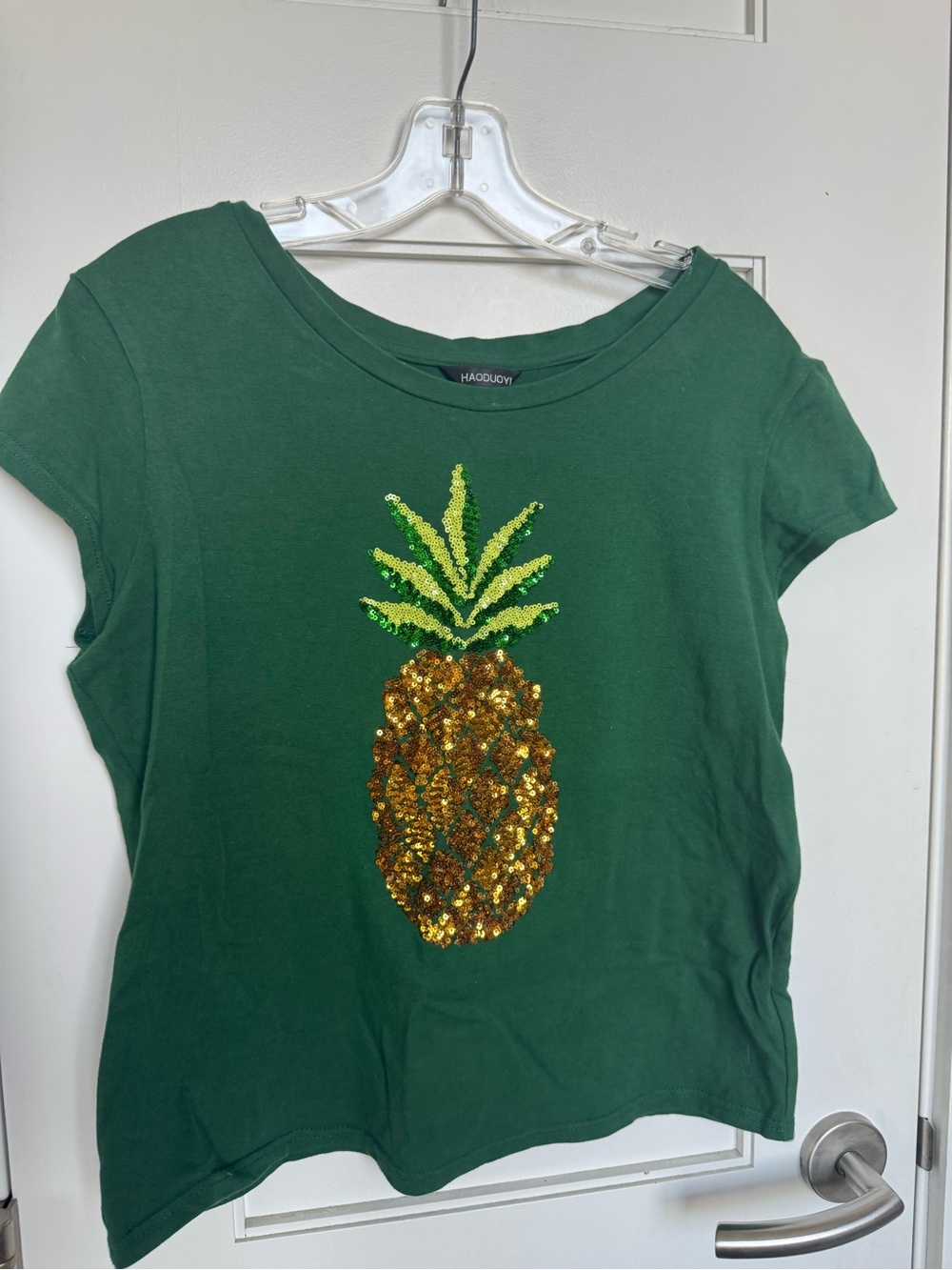 HAODUOYI Emerald Green Crewneck Tee